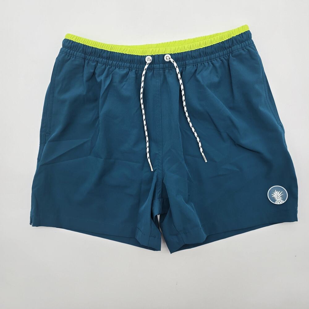 Chubbies Swim Trunks Men Medium 5.5 Inch Blue Teal Rip Tides Brief Mesh Liner